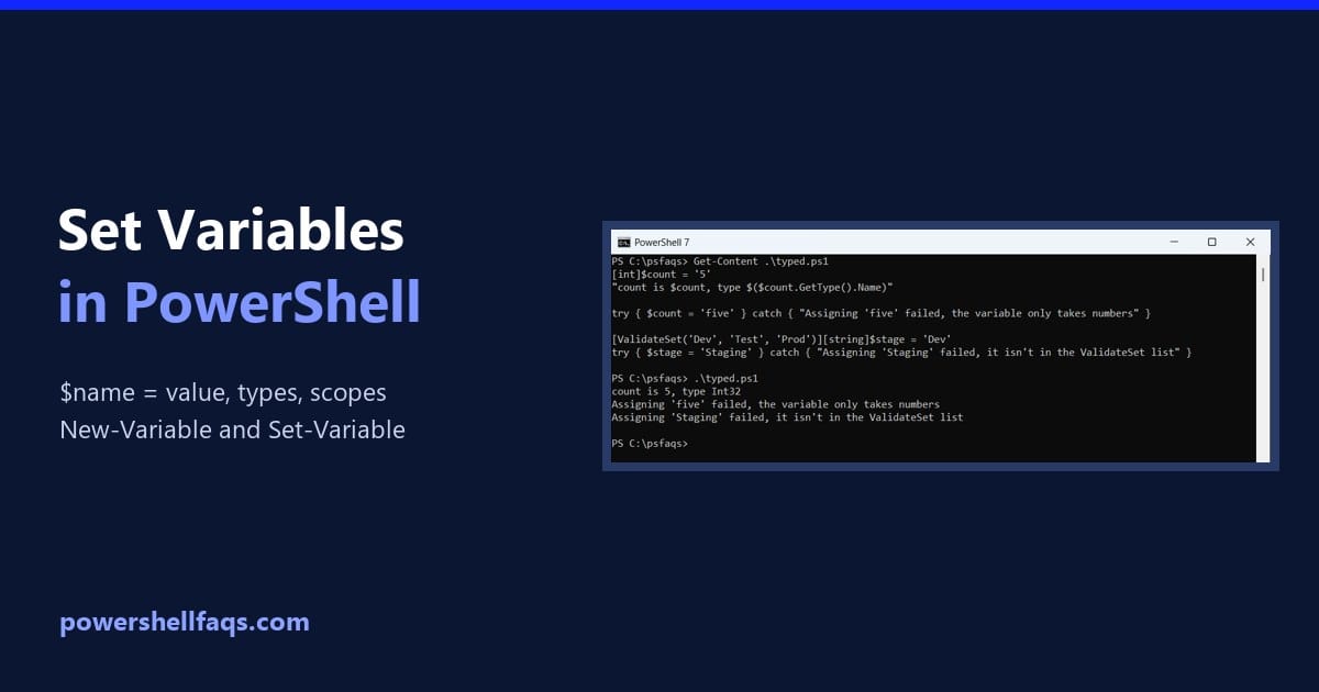 Set variables in PowerShell
