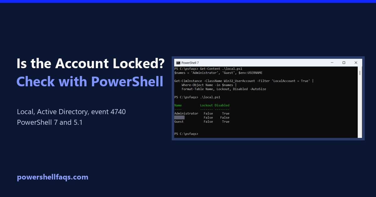 Check if a user account is locked in PowerShell