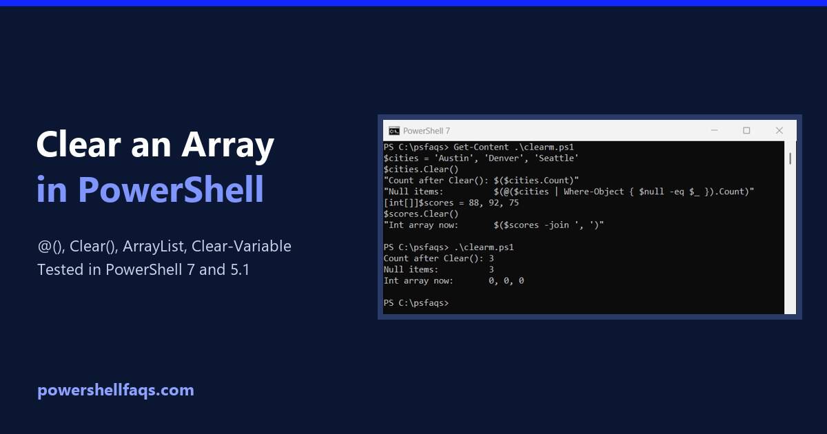 How to clear an array in PowerShell