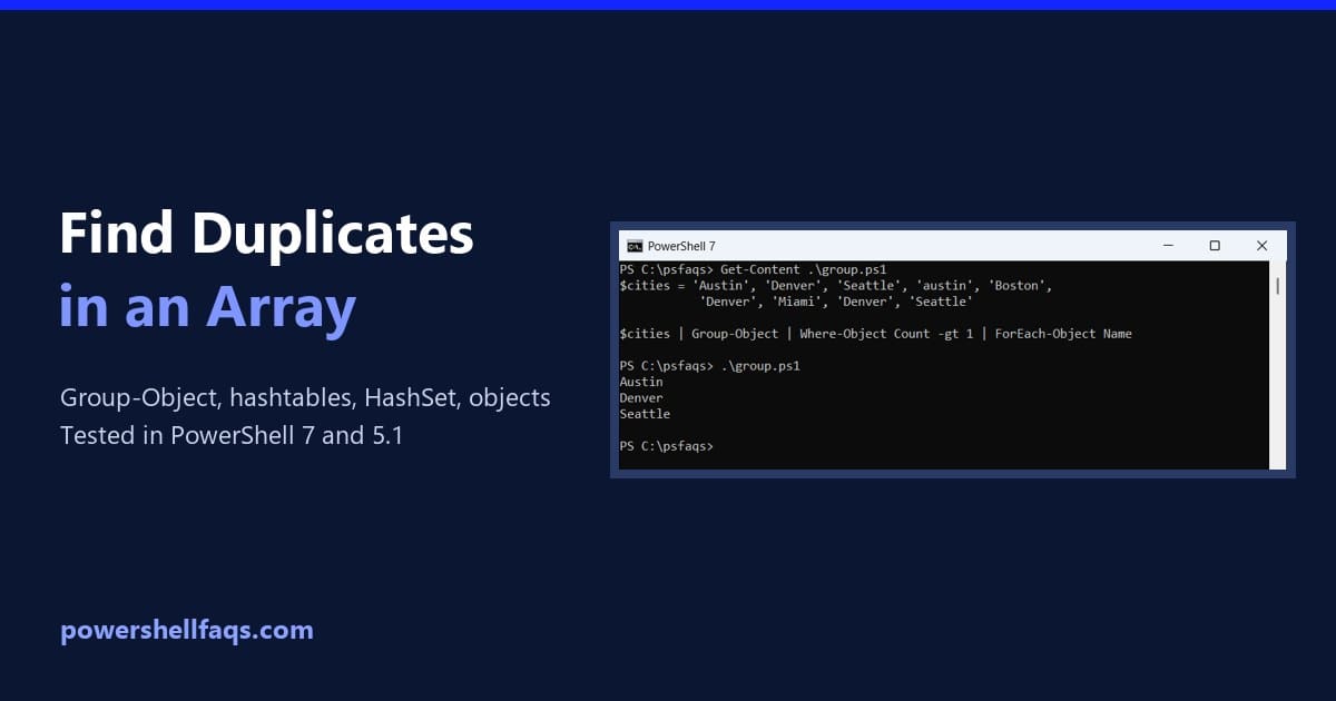 Find duplicates in an array in PowerShell
