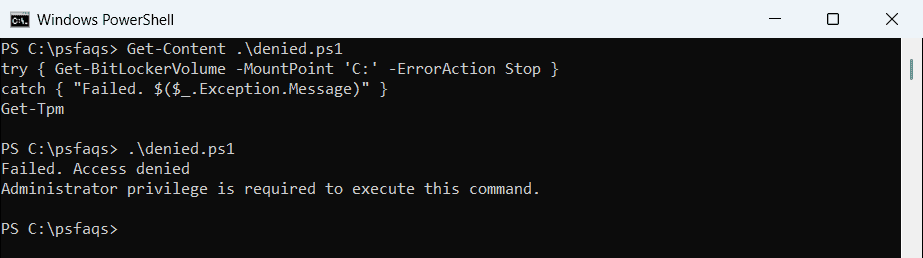 Get-BitLockerVolume access denied without administrator