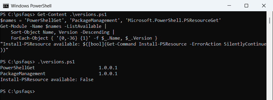 PowerShellGet and PackageManagement 1.0.0.1 in Windows PowerShell 5.1