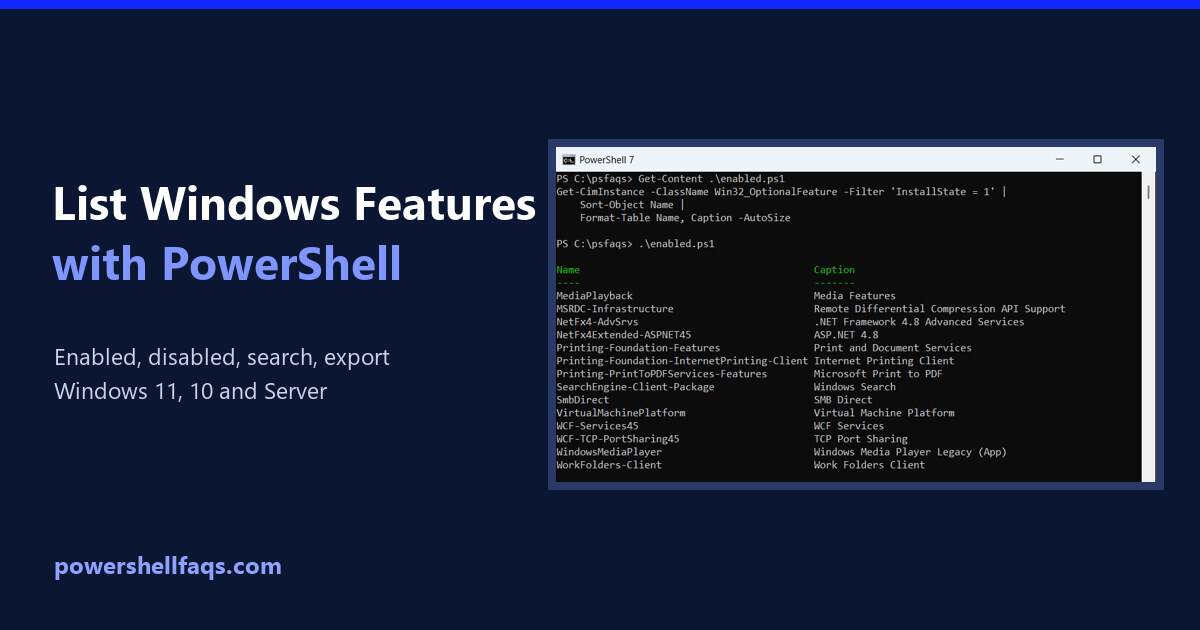 List Windows features using PowerShell