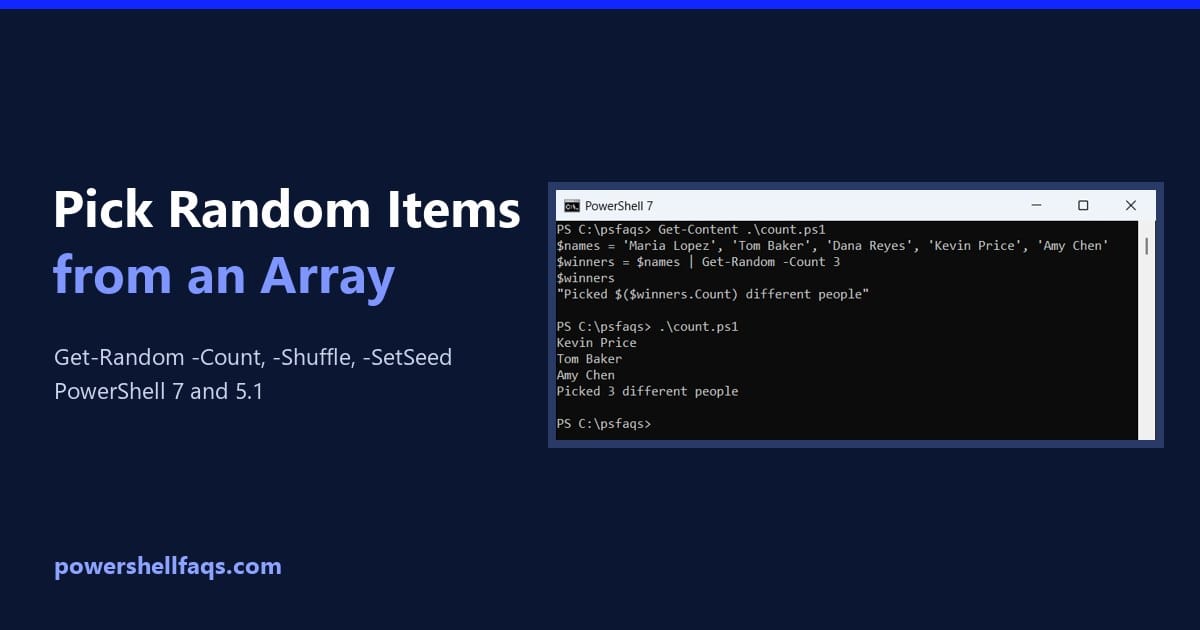 Pick random items from an array in PowerShell with Get-Random