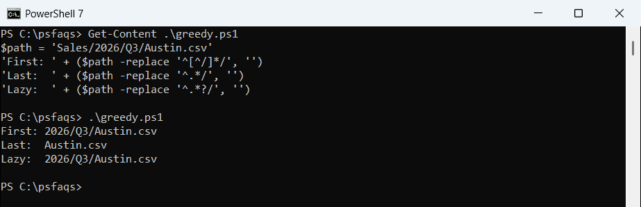 PowerShell 7 -replace removes text before the first or last slash with greedy and lazy regex