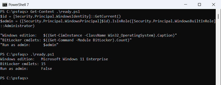 PowerShell check BitLocker prerequisites