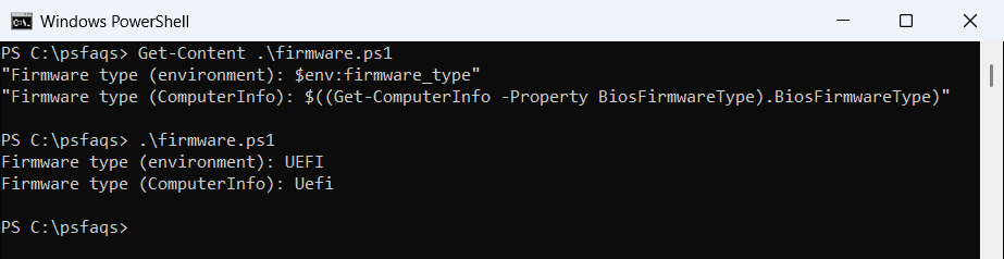 PowerShell check UEFI or legacy BIOS