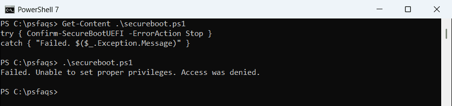 PowerShell Confirm-SecureBootUEFI access denied