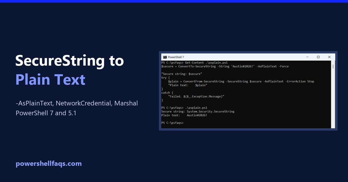 Convert a SecureString to plain text in PowerShell