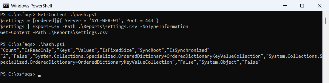 PowerShell Export-Csv hashtable in Windows PowerShell 5.1