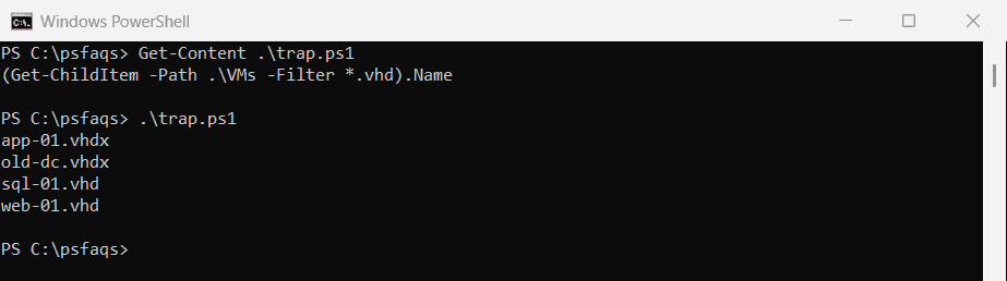 PowerShell Filter *.vhd also matches vhdx files