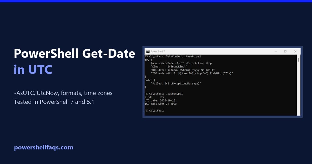 PowerShell Get-Date UTC examples