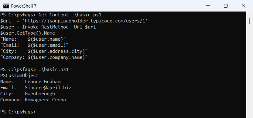 PowerShell Invoke-RestMethod gets JSON data from a URL and reads nested properties