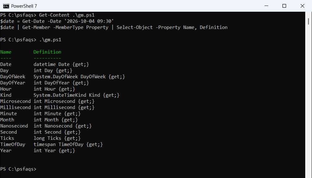 PowerShell Get-Member -MemberType Property