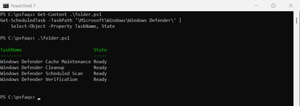 PowerShell Get-ScheduledTask -TaskPath listing tasks in a folder