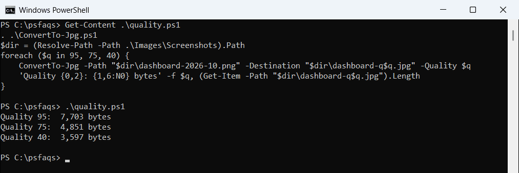 PowerShell JPG quality and file size