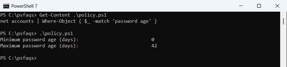 PowerShell net accounts maximum password age