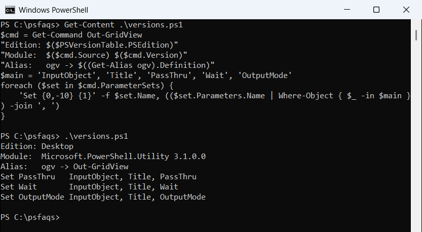 PowerShell Out-GridView module version in Windows PowerShell 5.1