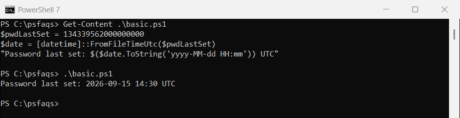 PowerShell convert pwdLastSet to a date