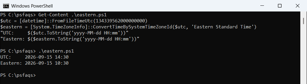 PowerShell convert pwdLastSet from UTC to Eastern time