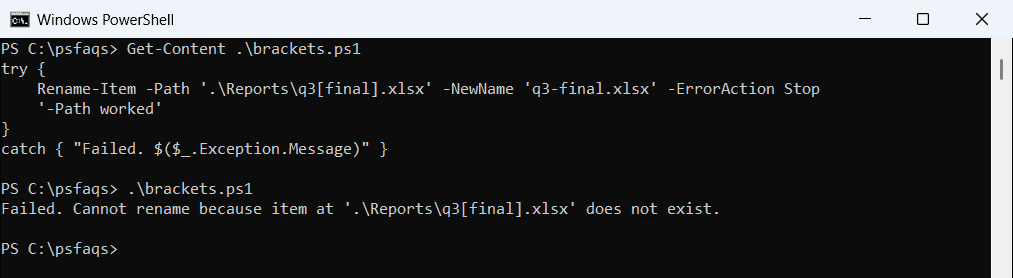 PowerShell Rename-Item square brackets error