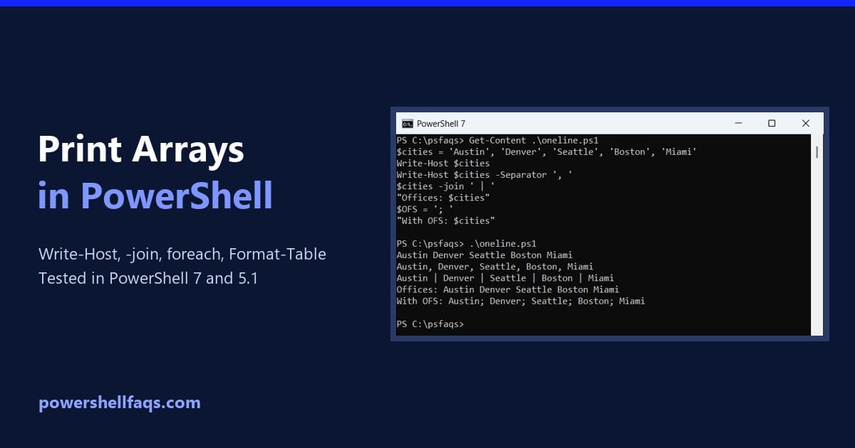 How to print an array in PowerShell