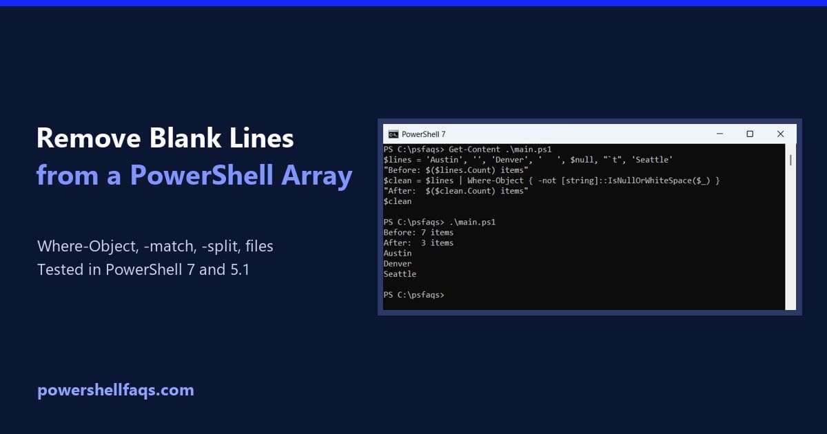 How to remove blank lines from an array in PowerShell