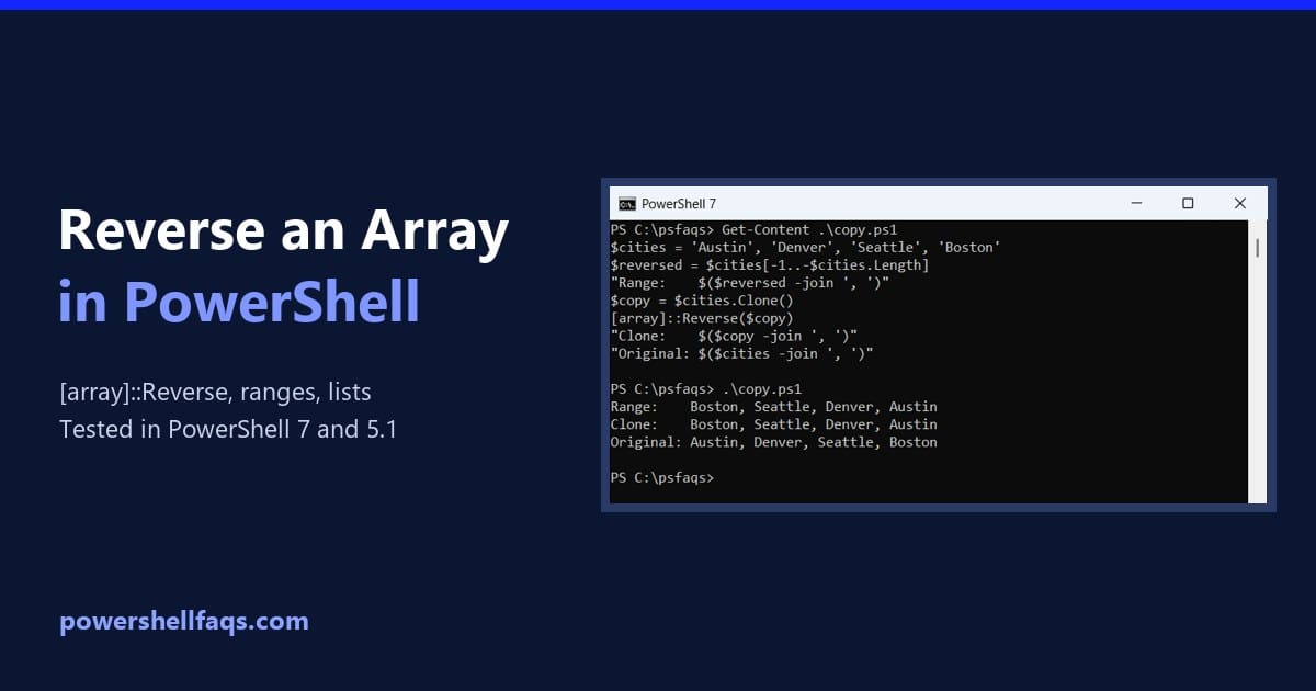 How to reverse an array in PowerShell