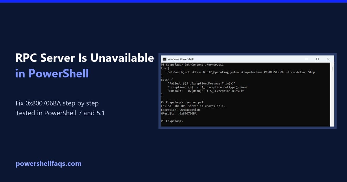 Fix the RPC server is unavailable error in PowerShell