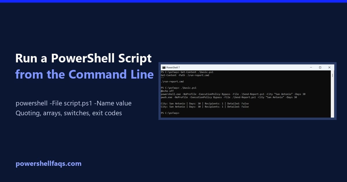 Run a PowerShell script from the command line with parameters