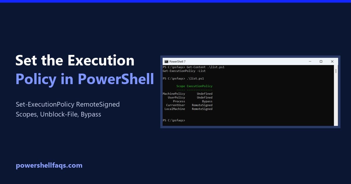 Set the execution policy in PowerShell
