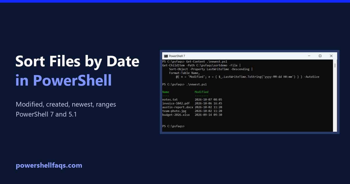 Sort files by date in PowerShell